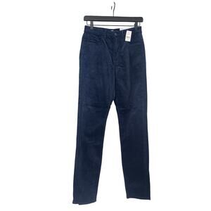 Loft High Rise Curvy Fit Skinny Pants Velvet Womens 26/2 Navy Mid Rise Zip NEW